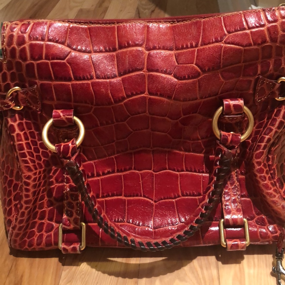 Dooney & Bourke Red Croc-Embossed Leather Shoulder Bag - Picture 3 of 6